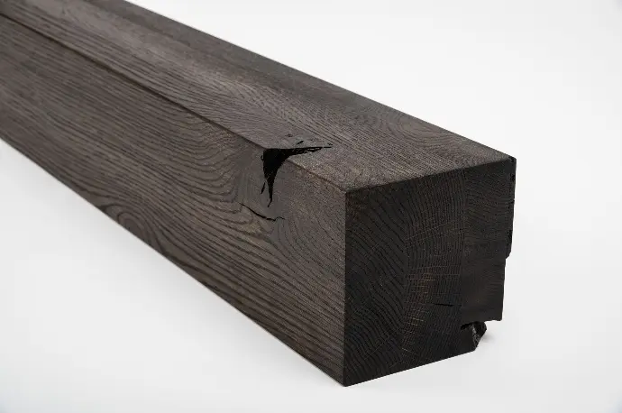 Glued laminated beam Squared timber Smoked oak Rustic 80x80 mm brushed black oiled