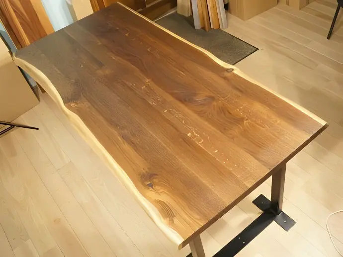 Solid Smoked Oak Worktop Podest 40 mm Rustic grade, with two wooden edges nature oiled